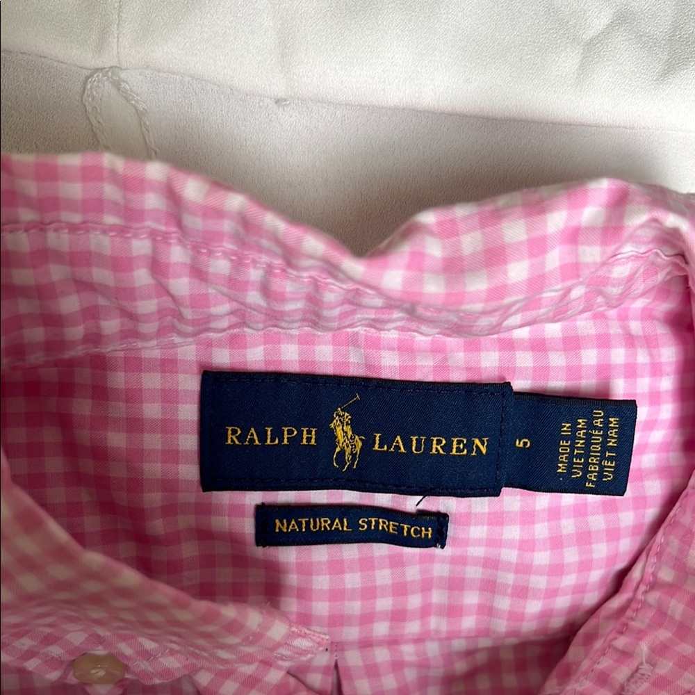 Ralph Lauren Pink Checkered Kids Shirt - Picture 2 of 3
